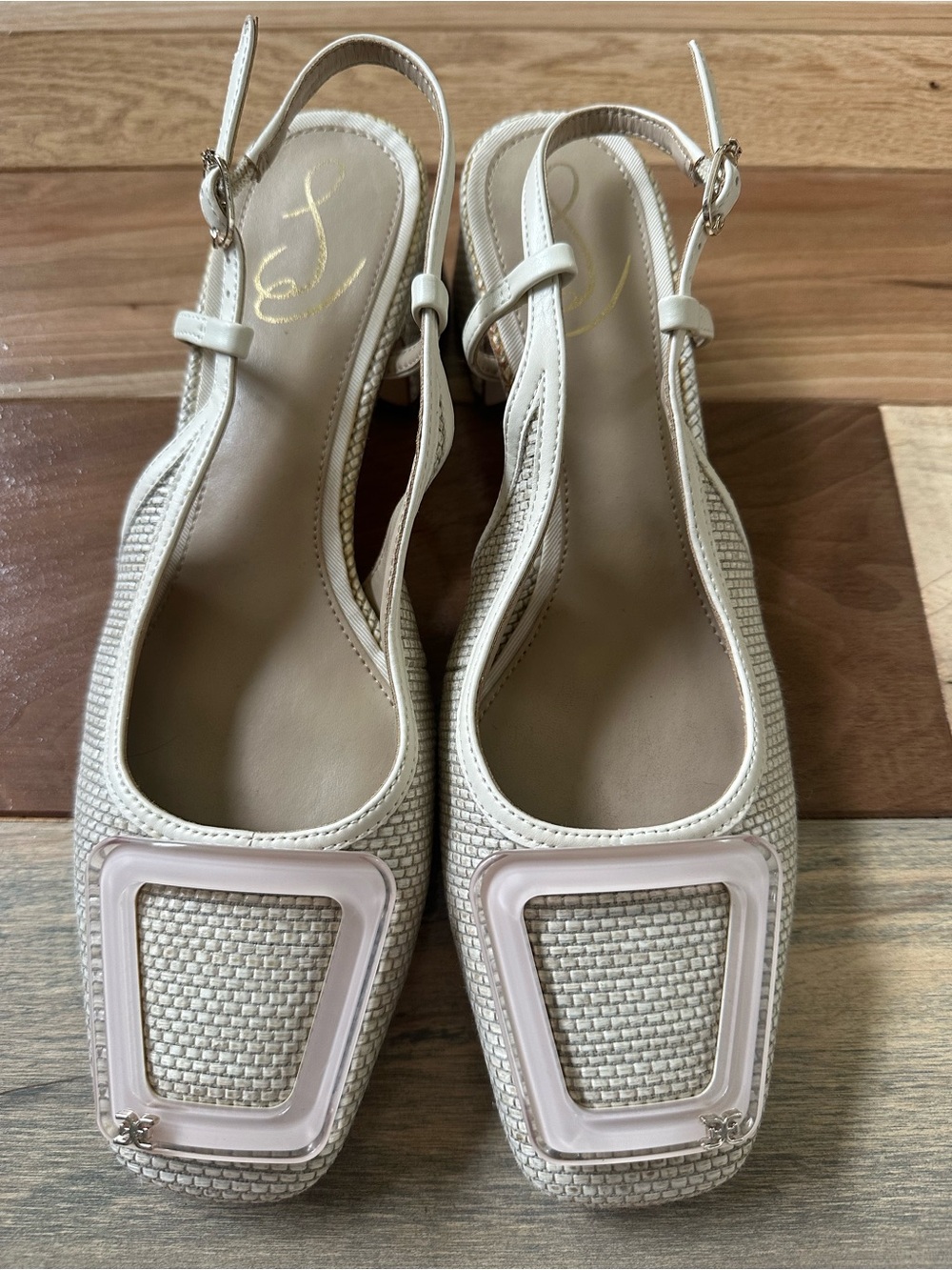 Sam Edelman Slingback Square-Toe Woven Pumps